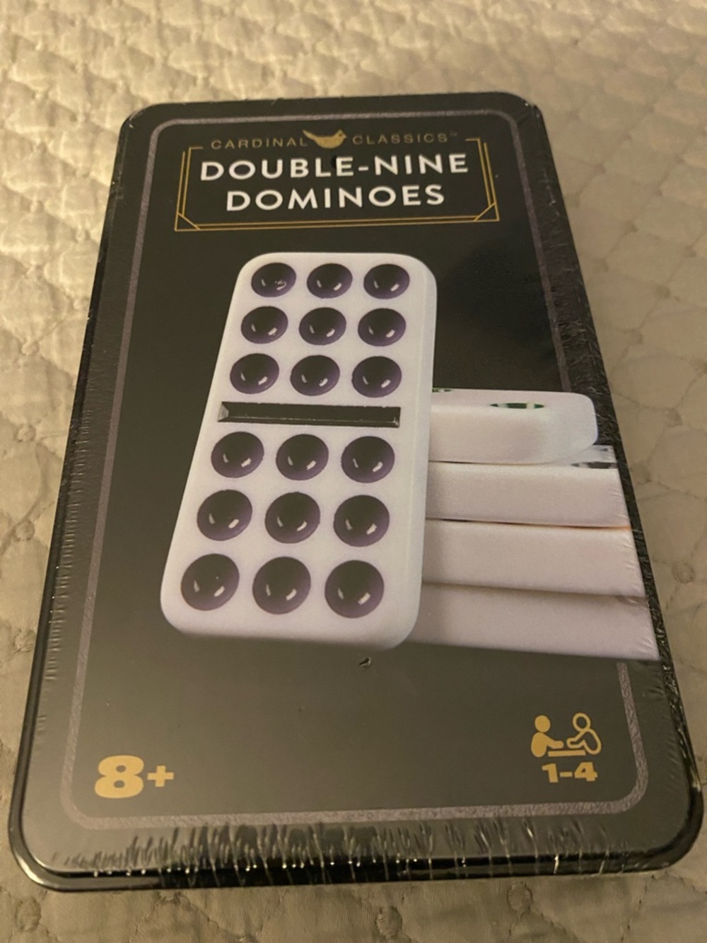 Double-Nine Dominoes Set - White with Black Pips